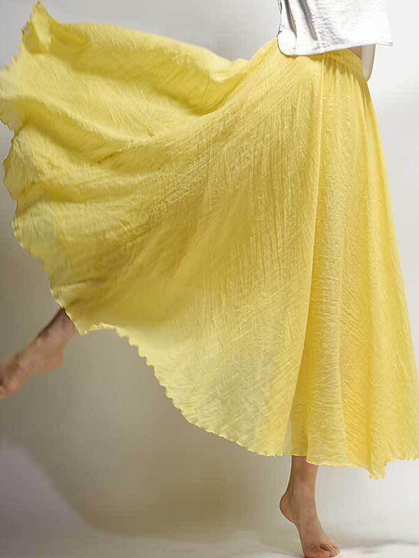 Onbely jupe longue coton unicolore fluide femme décontracté - onbely