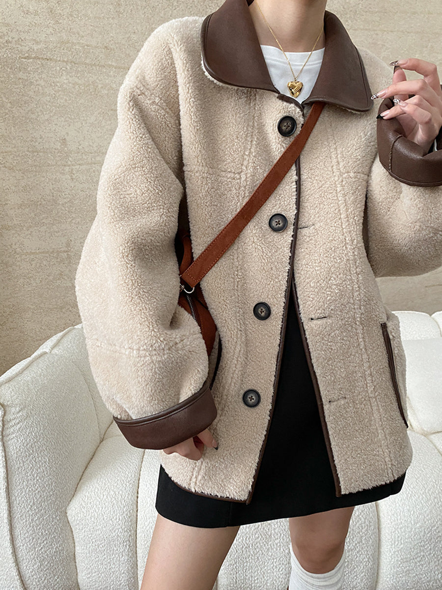 Onbely manteau aviateur simili cuir réversible boutonnage pour femme