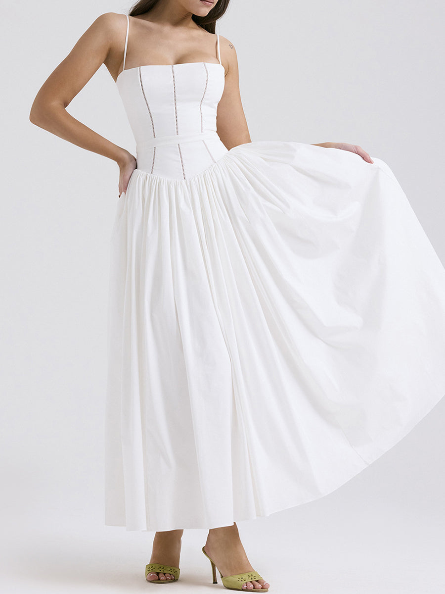 Onbely robe de soirée longue à fines brides bal de promo blanche