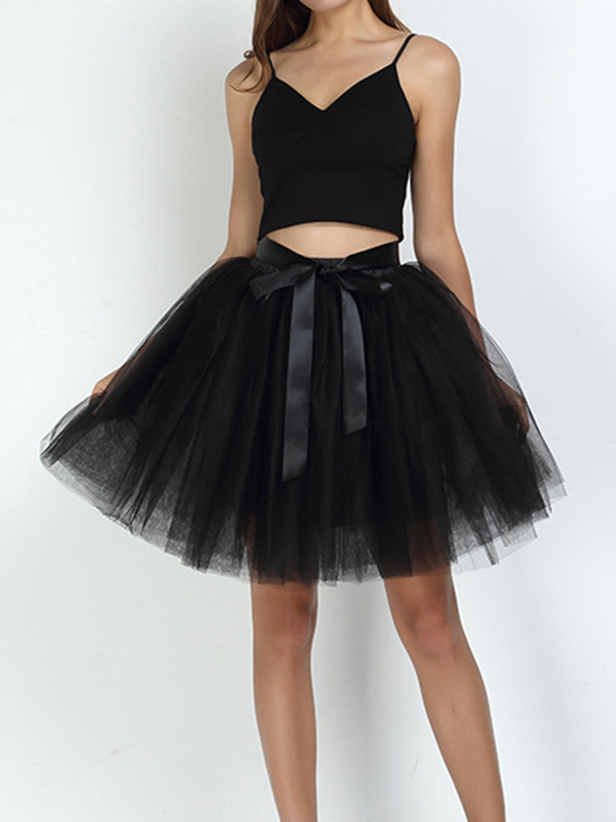 Onbely Jupe mi-longue en tulle avec ceinture élégante pour femme