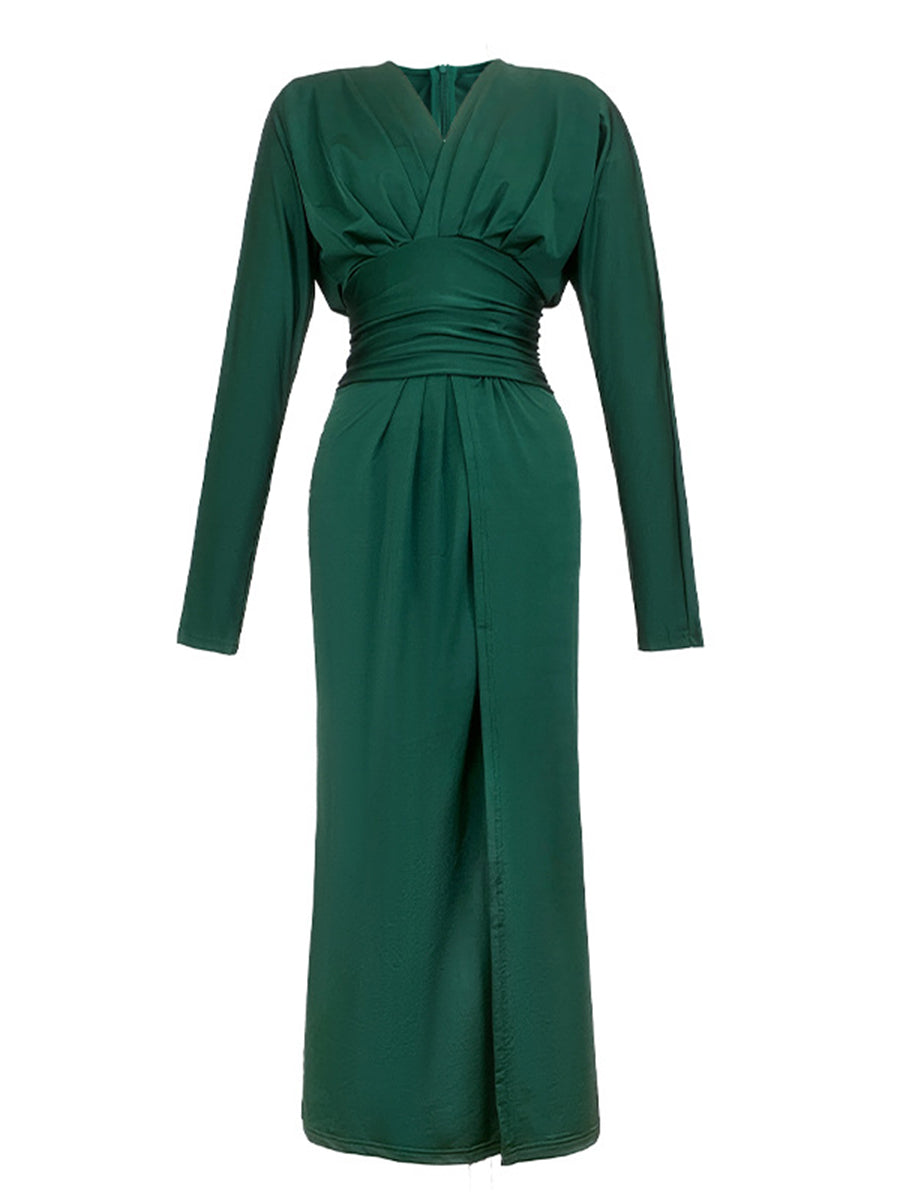 Onbely robe de soirée longue fendu le côté Col en V bal de promo élégant