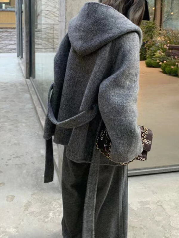 Onbely manteau en laine à capuche femme - onbely