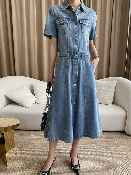 Onbely robe longue en jean mode boutonnage - onbely
