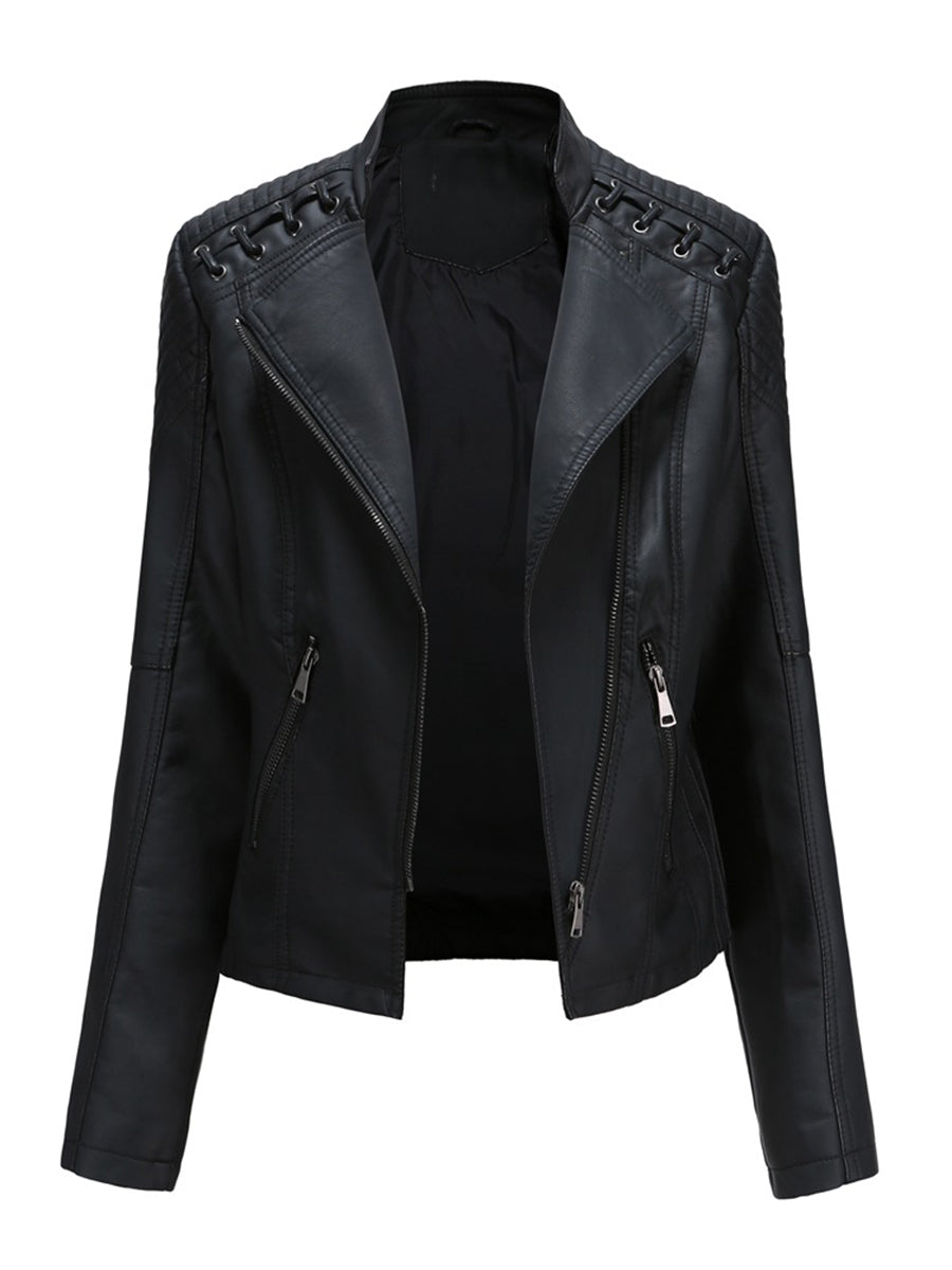 Onbely Perfecto femme en cuir PU avec poches et fermeture éclair