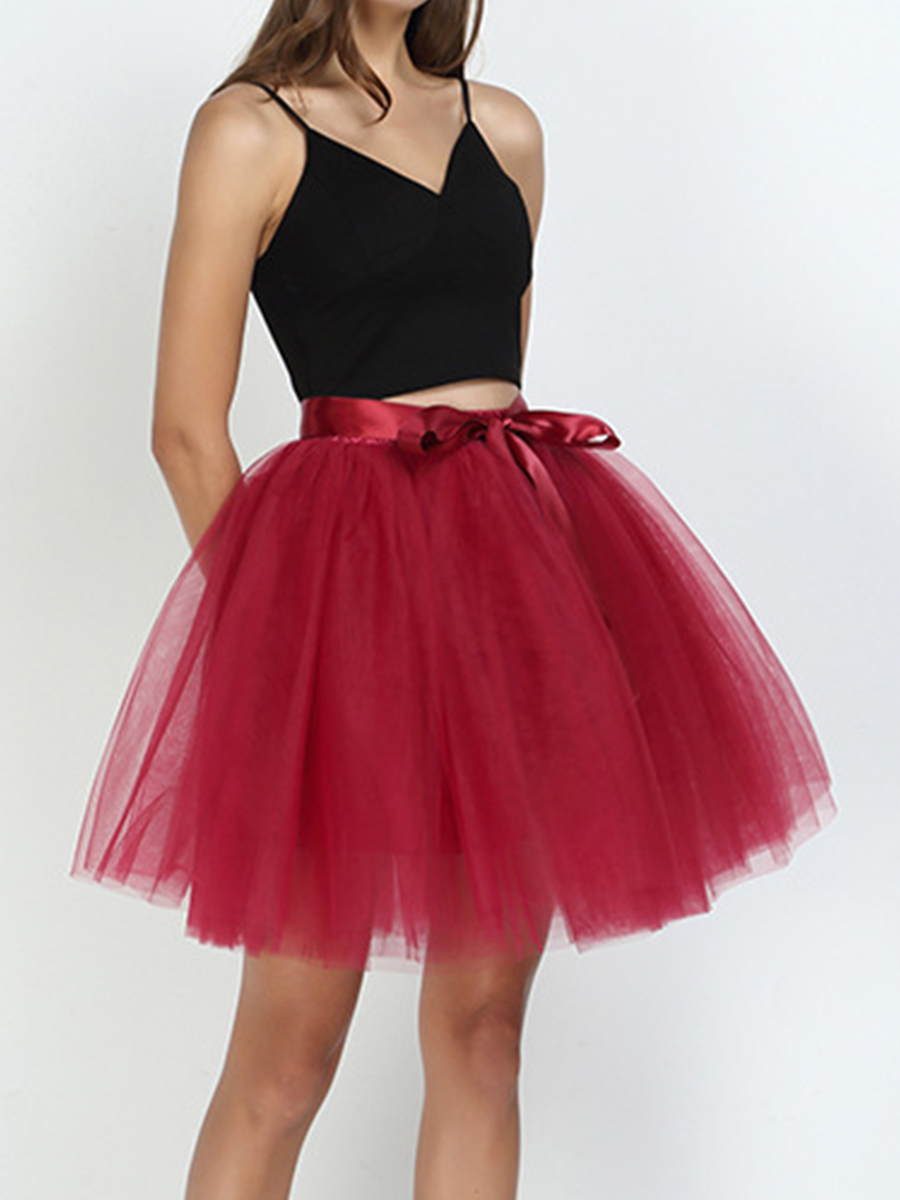 Onbely Jupe mi-longue en tulle avec ceinture élégante pour femme