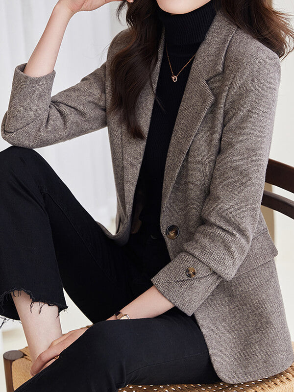 Onbely blazer avec poches boutons col revers femme mode style tailleur - onbely