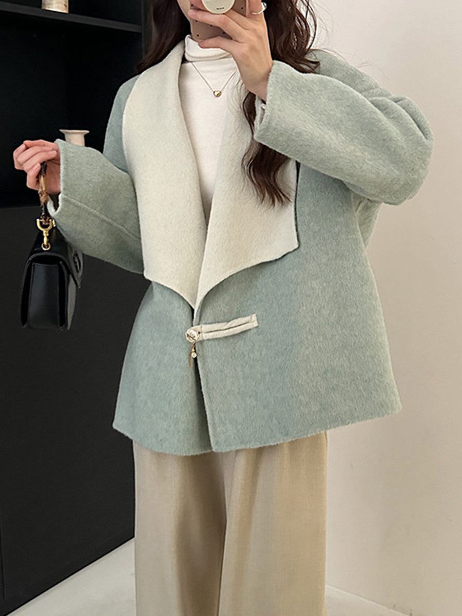 Onbely manteau en laine couleur bloc femme mode