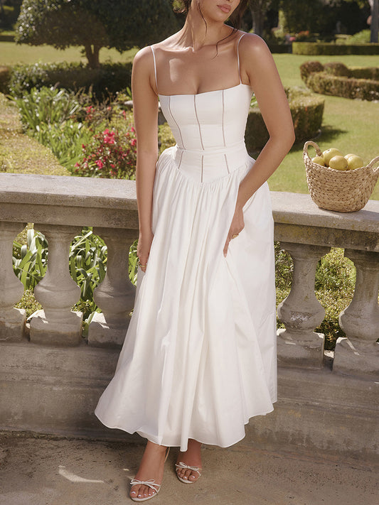 Onbely robe de soirée longue à fines brides bal de promo blanche