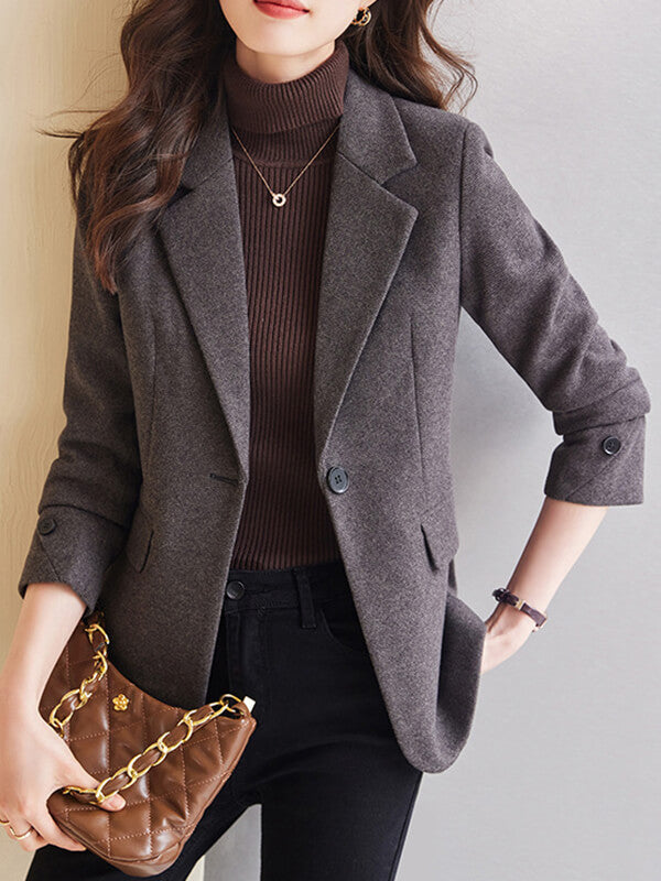 Onbely blazer avec poches boutons col revers femme mode style tailleur - onbely