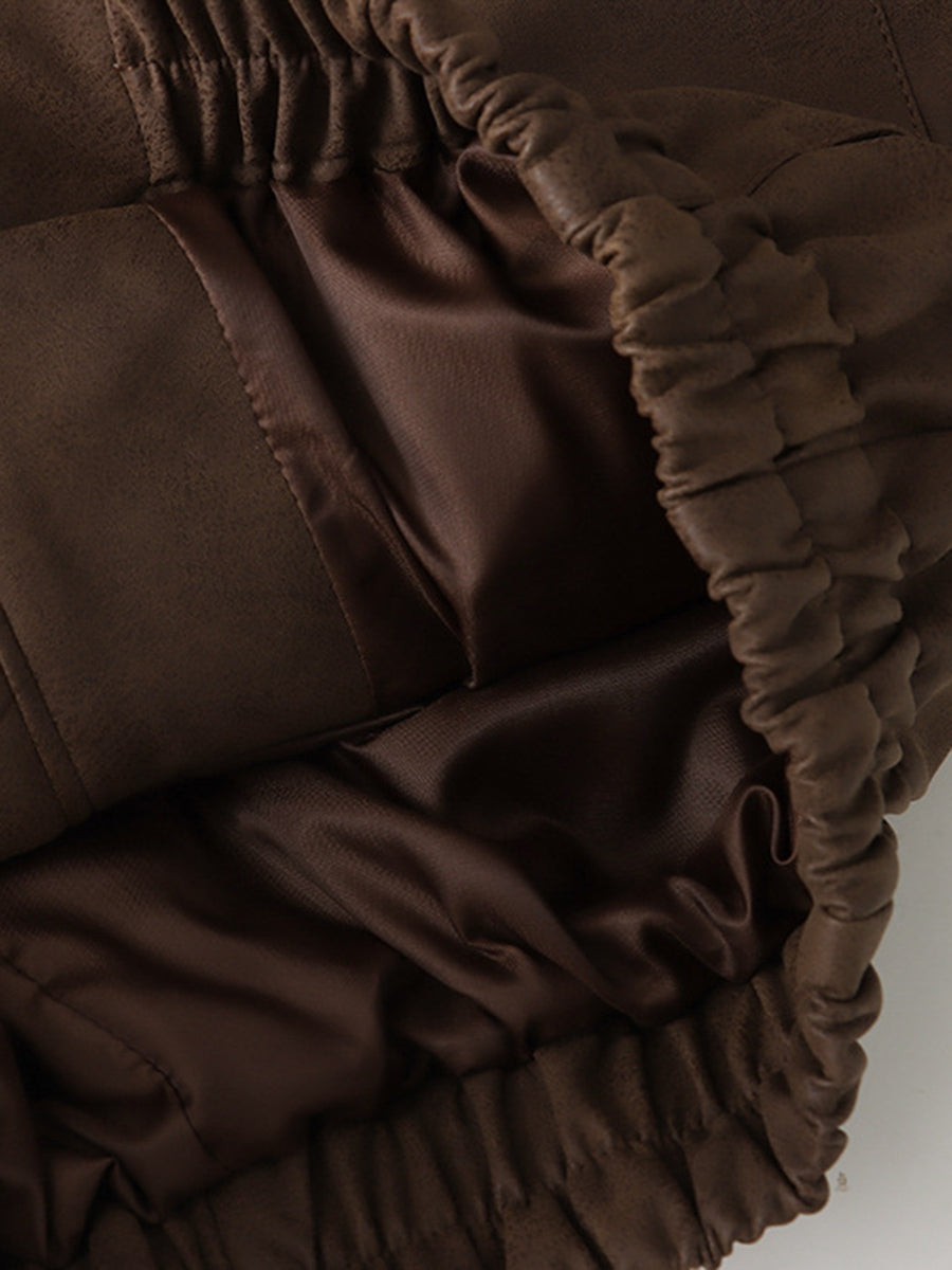 Onbely veste en cuir PU fermeture éclair femme vintage