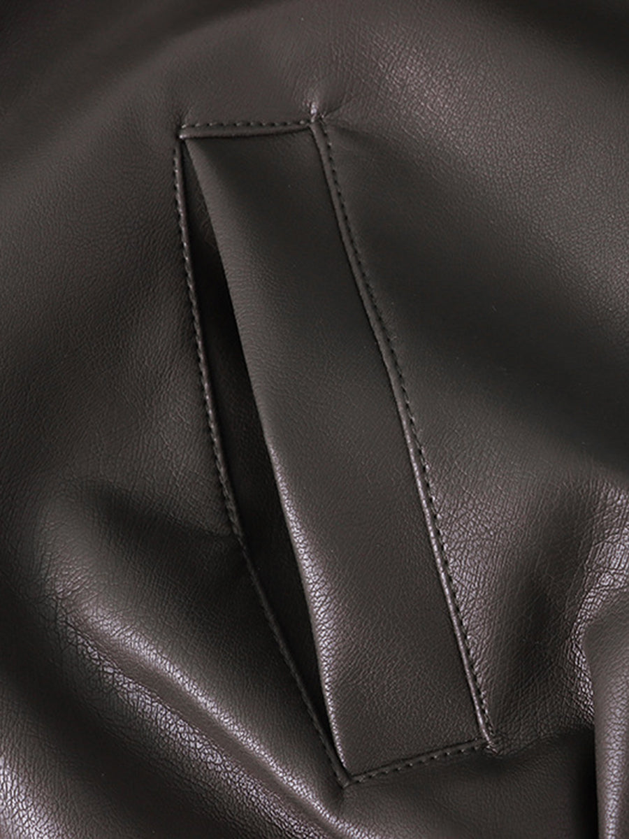 Onbely Perfecto femme en simili cuir court avec poches et fermeture éclair