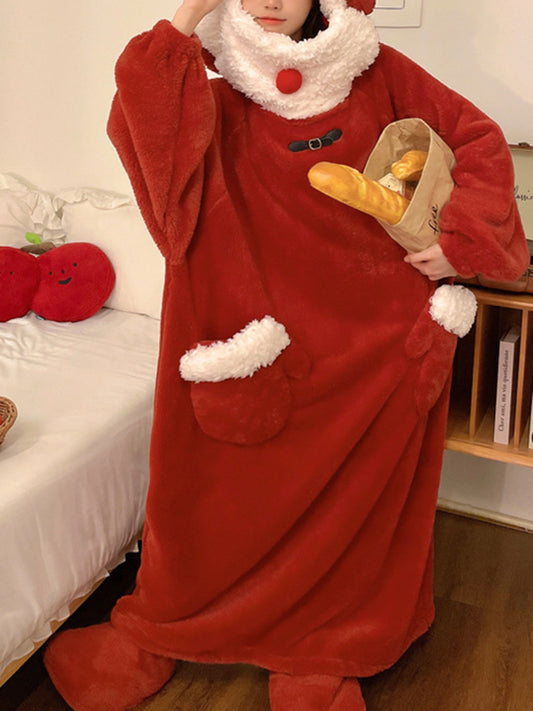 Onbely pyjama père noël avec poches à capuche oversized hiver