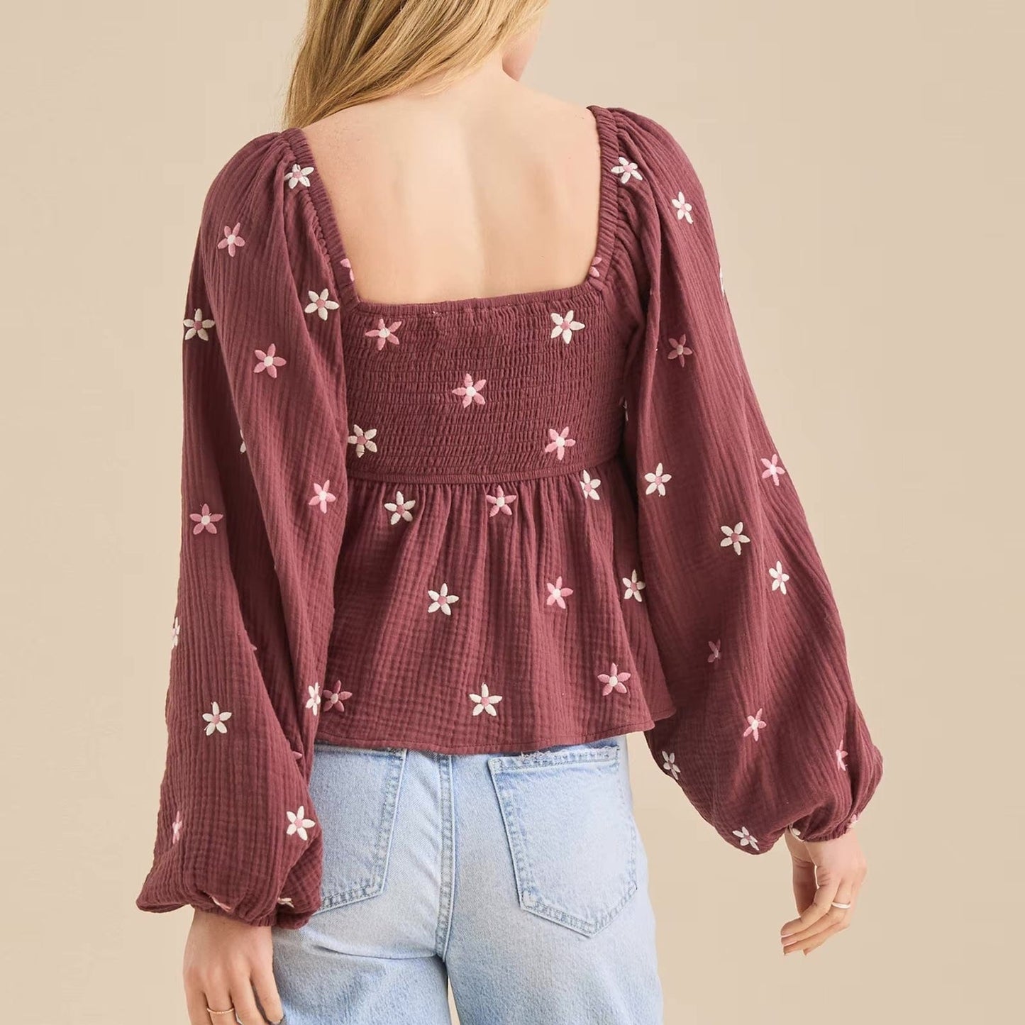 Top Bohème à Imprimé Floral et Taille Peplum boho dress