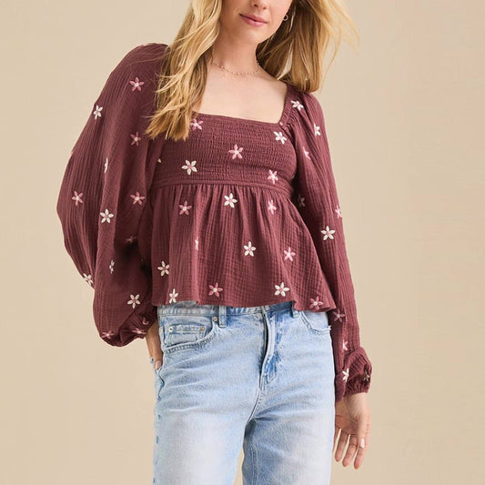 Top Bohème à Imprimé Floral et Taille Peplum boho dress