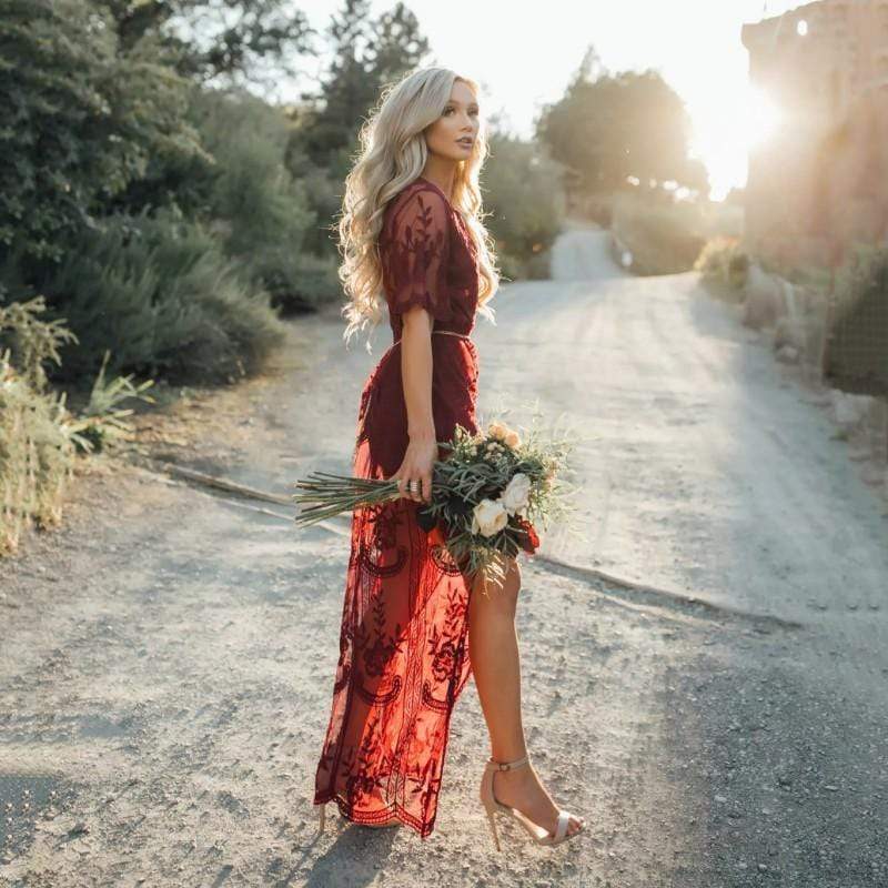 Robe Maxi Bohème en Dentelle et Tulle boho dress