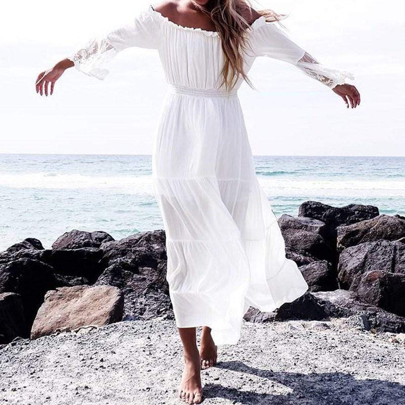 Robe Longue de Plage Bohème Sexy en Dentelle boho dress