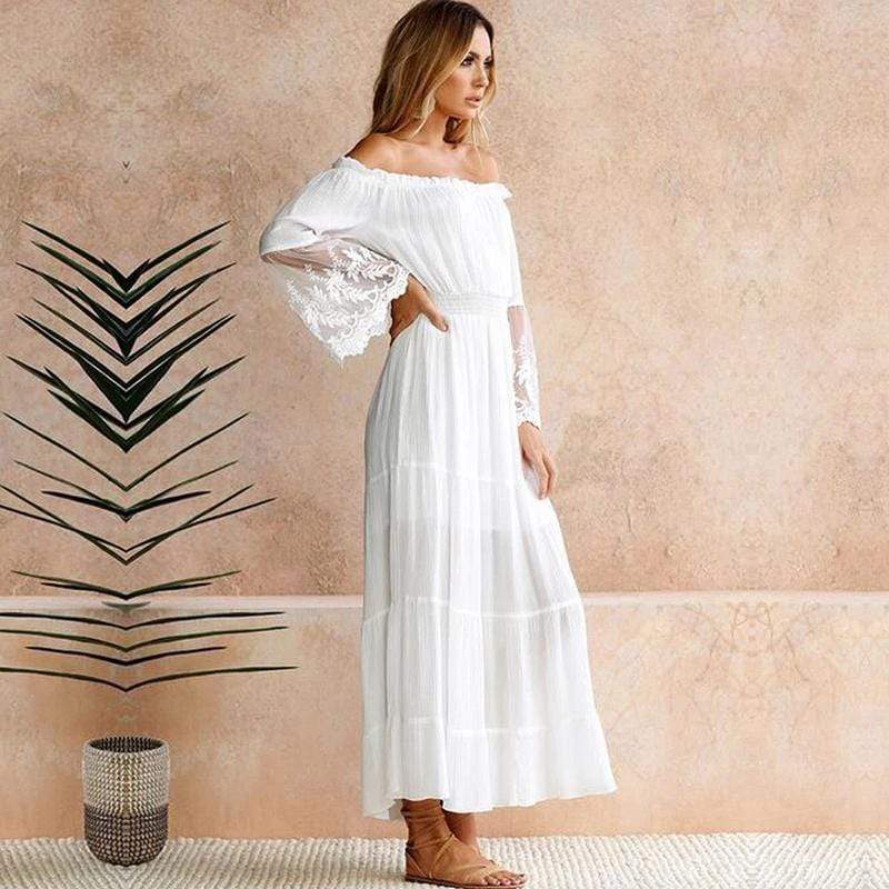 Robe Longue de Plage Bohème Sexy en Dentelle boho dress