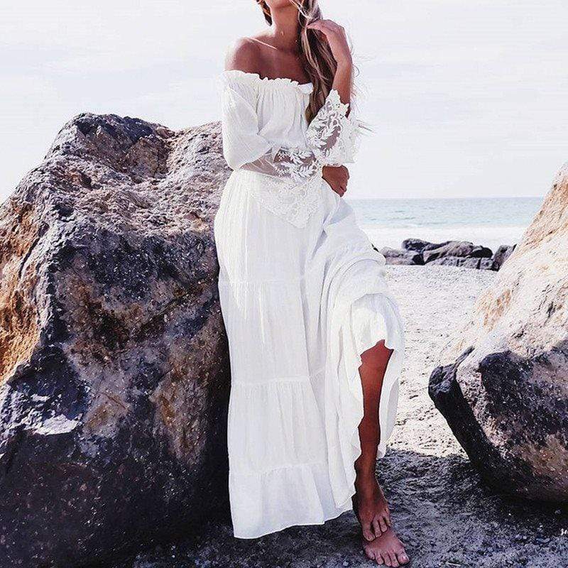 Robe Longue de Plage Bohème Sexy en Dentelle boho dress