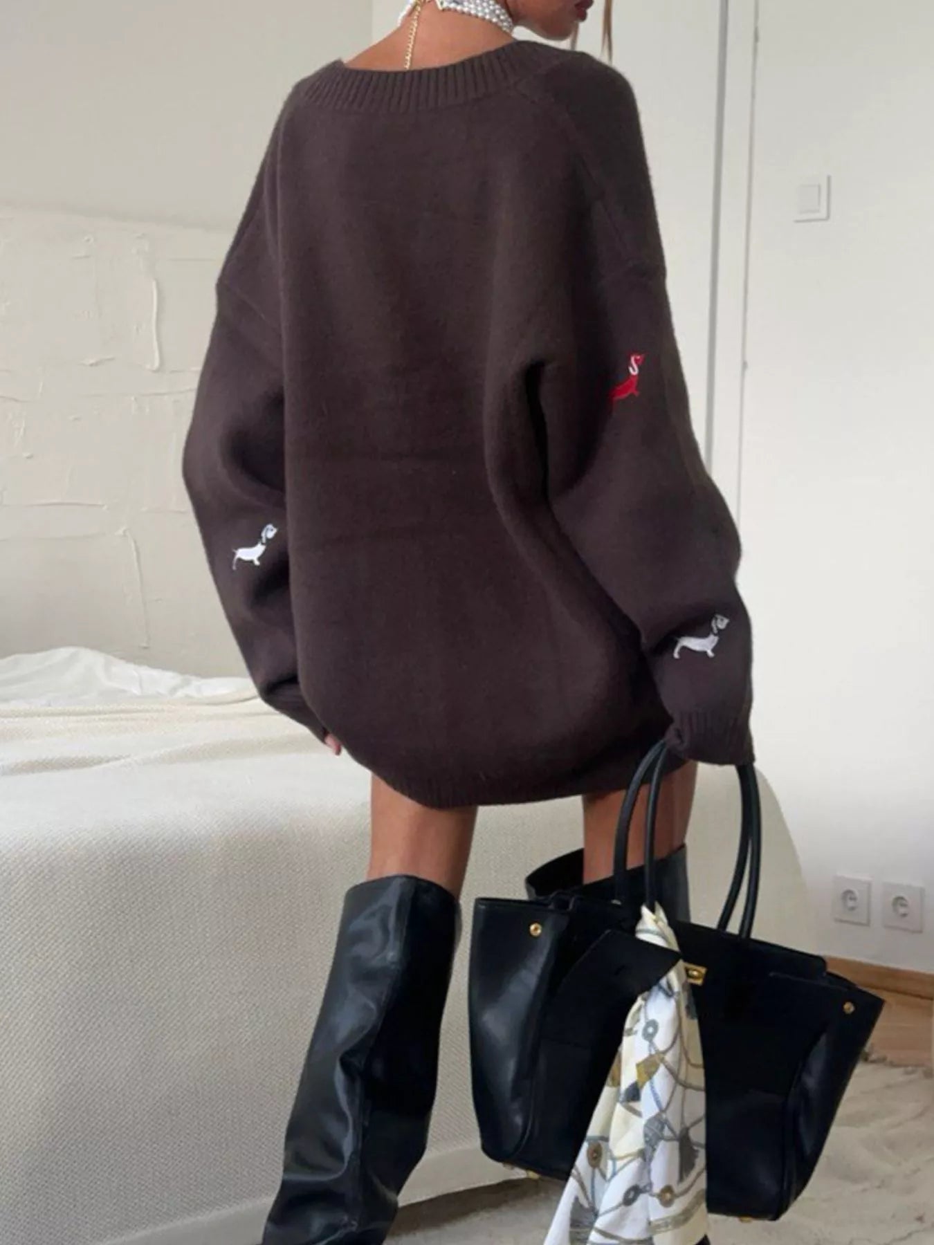 Pull de Noël brodé à boutons