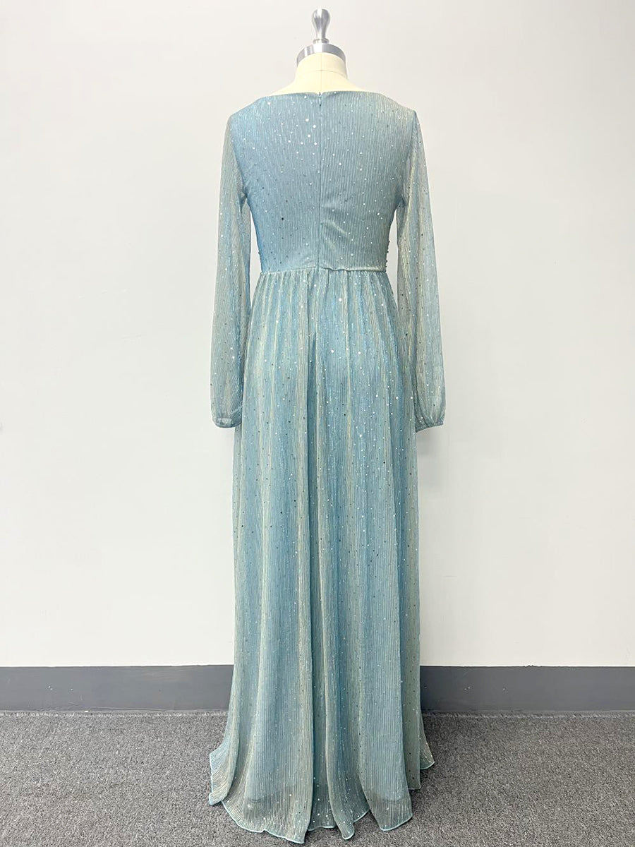 Onbely Robe de soirée maxi longue élégante avec paillettes brillantes pour un mariage femme cérémonie