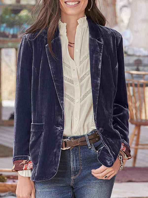 Onbely blazer velours avec poches pour femme
