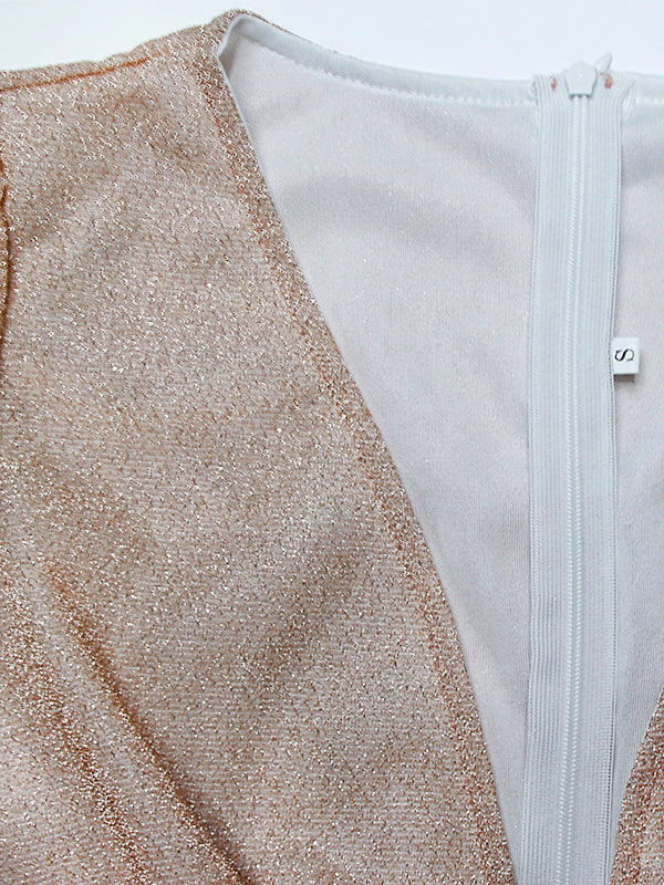 Onbely robe longue brillante paillette élégant champagne - onbely