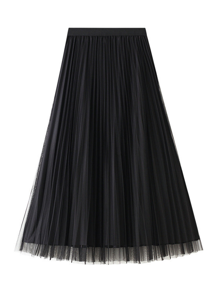 Onbely jupe longue plissé velours tulle femme élégant