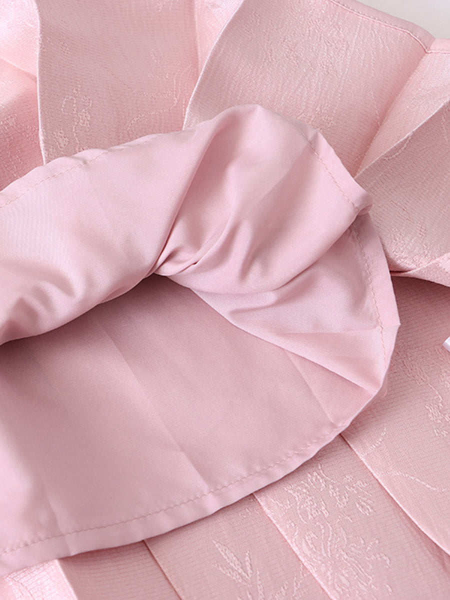 Onbely Hanfu Chinois Élégant en Jacquard avec Coupe Trapèze