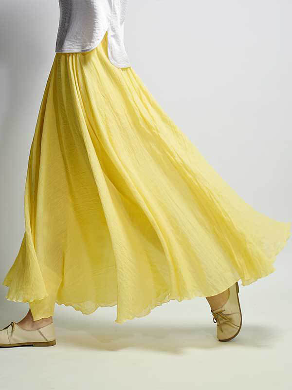 Onbely jupe longue coton unicolore fluide femme décontracté - onbely