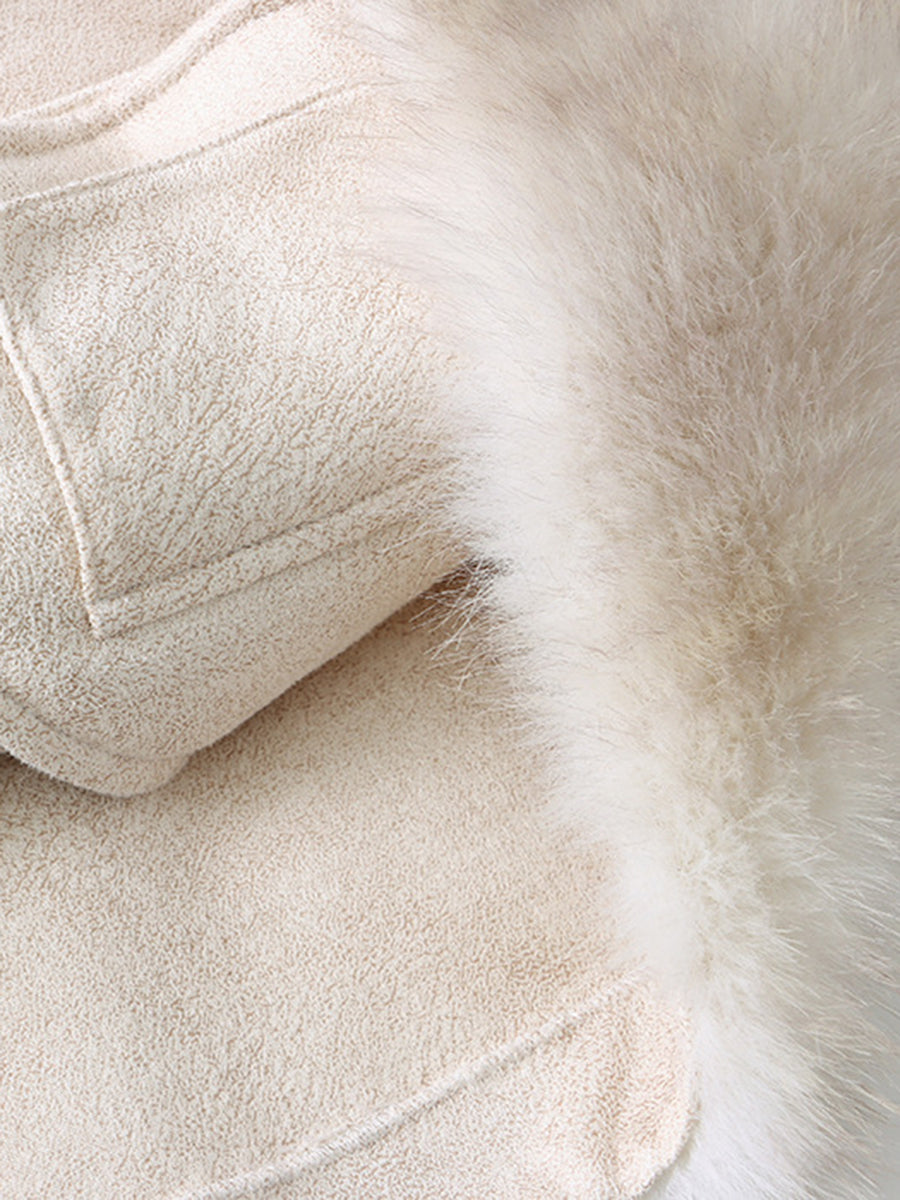 Onbely manteau en fausse fourrure Col en V pour femme hiver