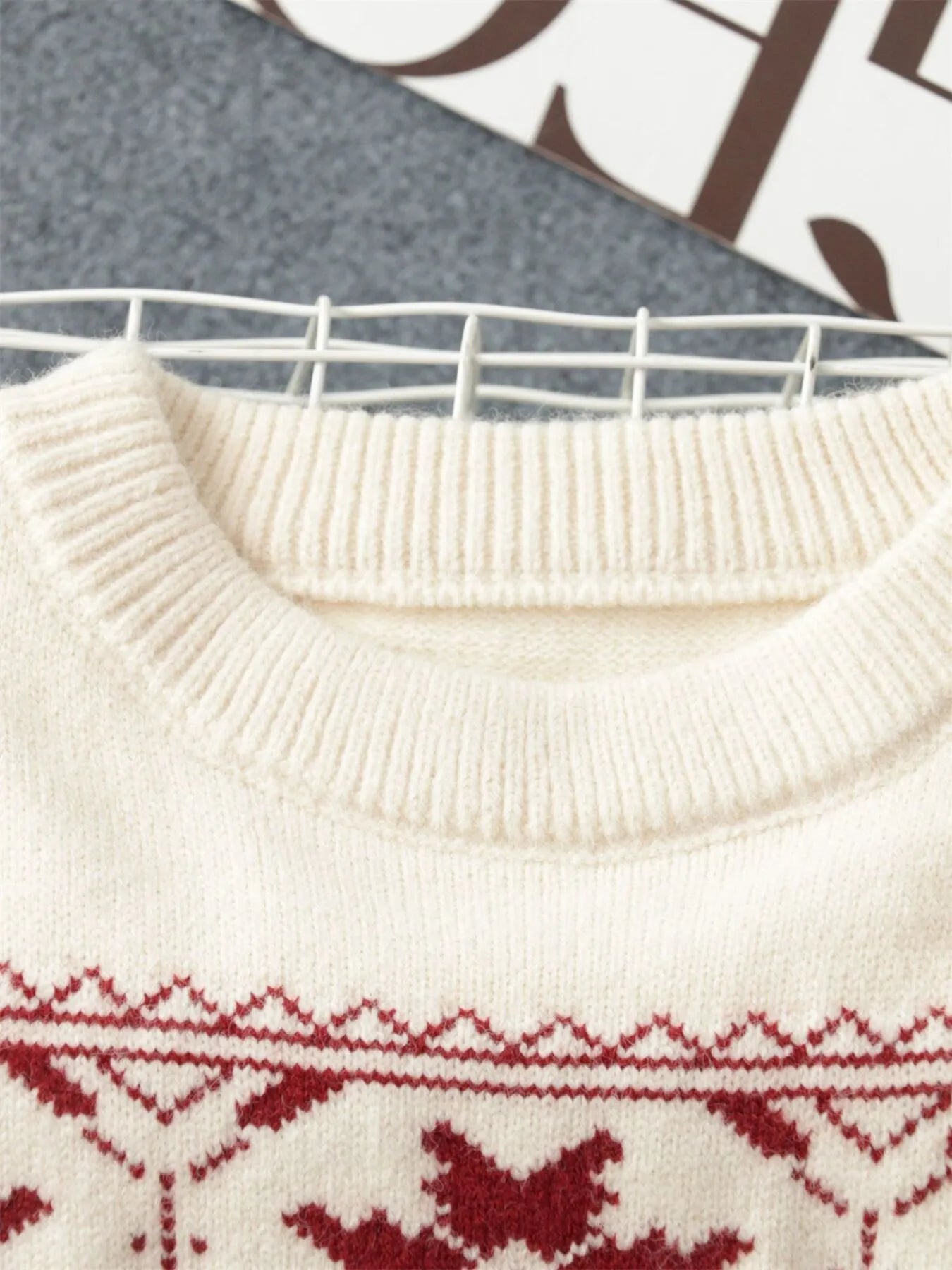 Pull de Noël à col rond motif flocon de neige