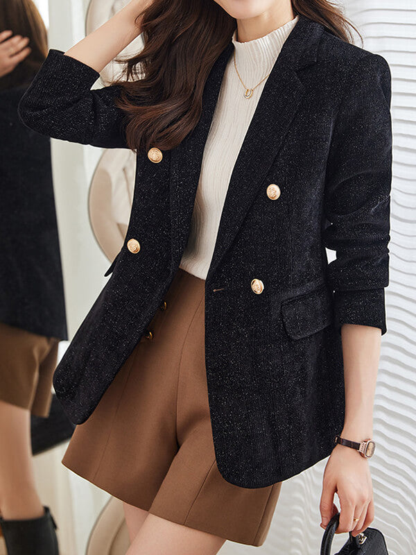 Onbely blazer velours cotelé bright wire double boutonnage femme mode