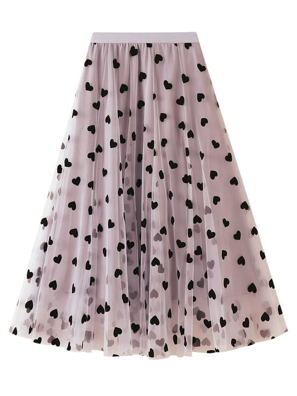 Onbely jupe longue tulle coeur fluide mode femme - onbely