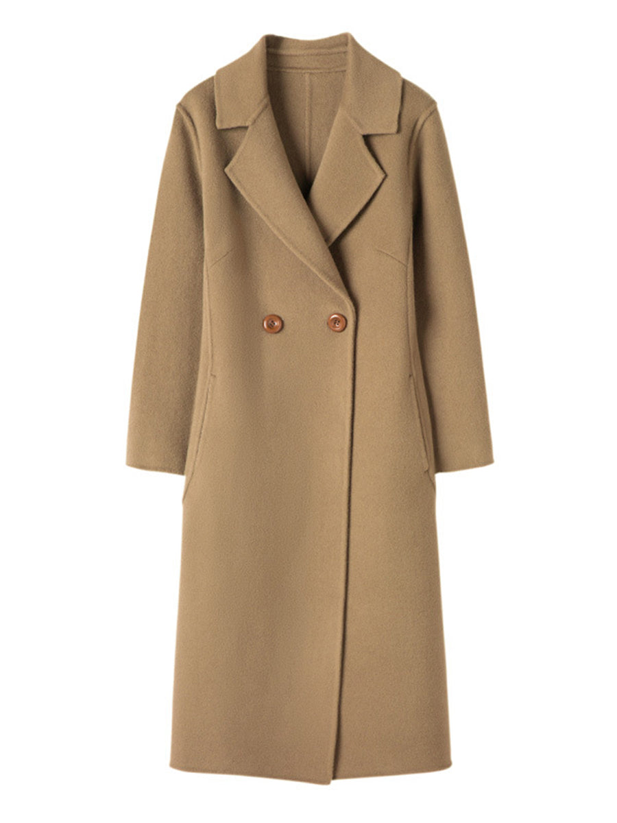 Onbely mi-longue manteau en laine avec poches femme casual mode
