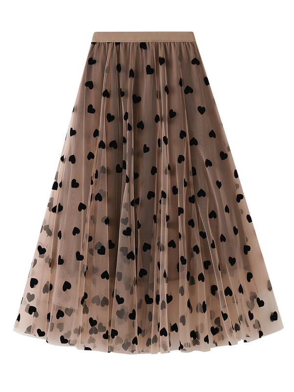 Onbely jupe longue tulle coeur fluide mode femme - onbely