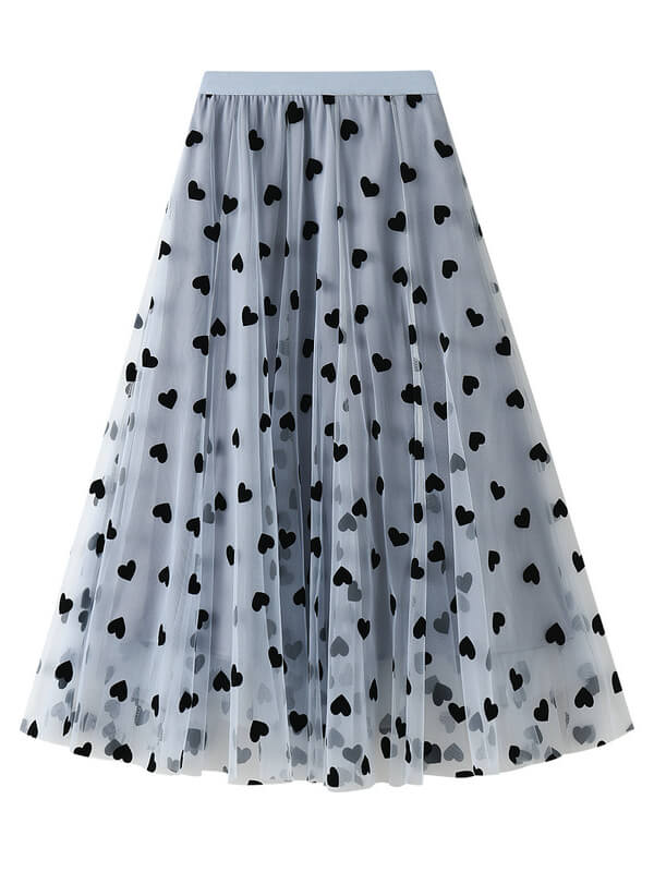 Onbely jupe longue tulle coeur fluide mode femme - onbely