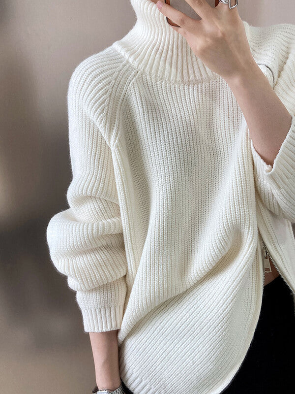 Onbely pull mode col montant fermeture éclair pour femme - onbely