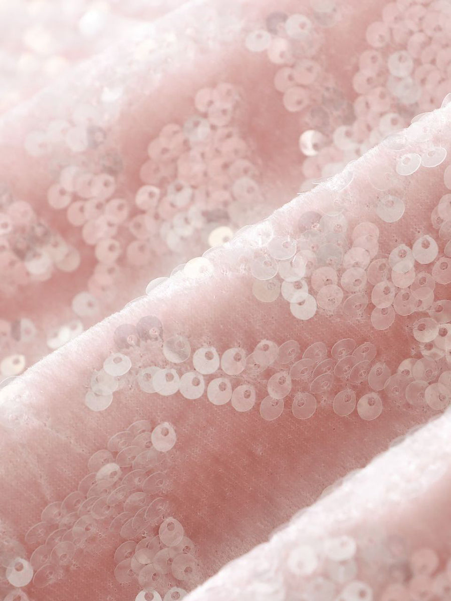 Onbely Manteau en velours rose avec col montant et manches longues en sequins scintillants