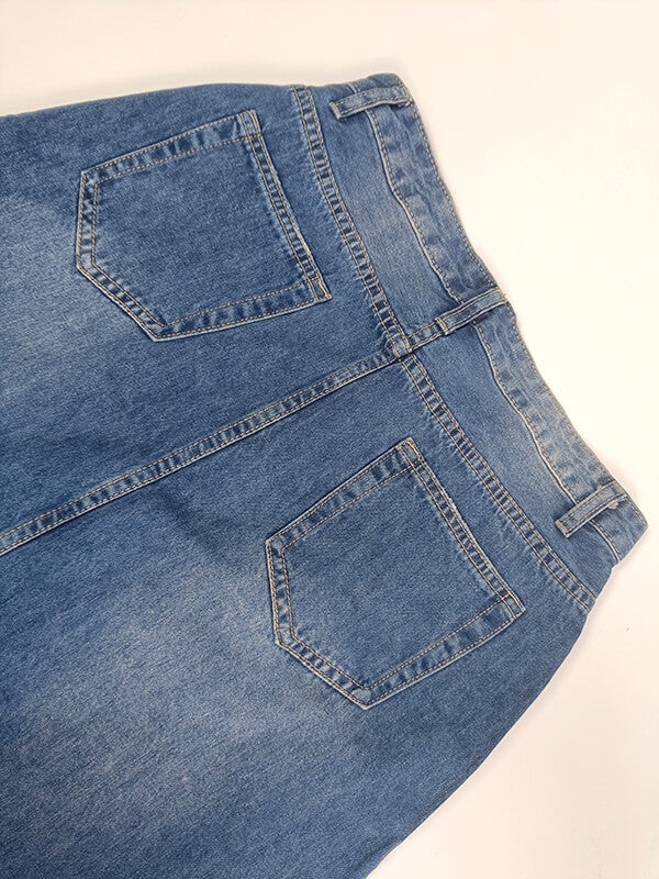 Onbely jupe longue en jean poches taille haute mode femme bleu - onbely
