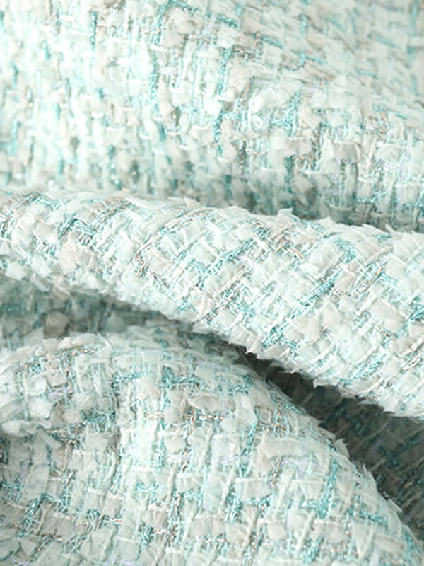 Onbely veste courte en tweed boutonnage avec poches femme élégant bleu