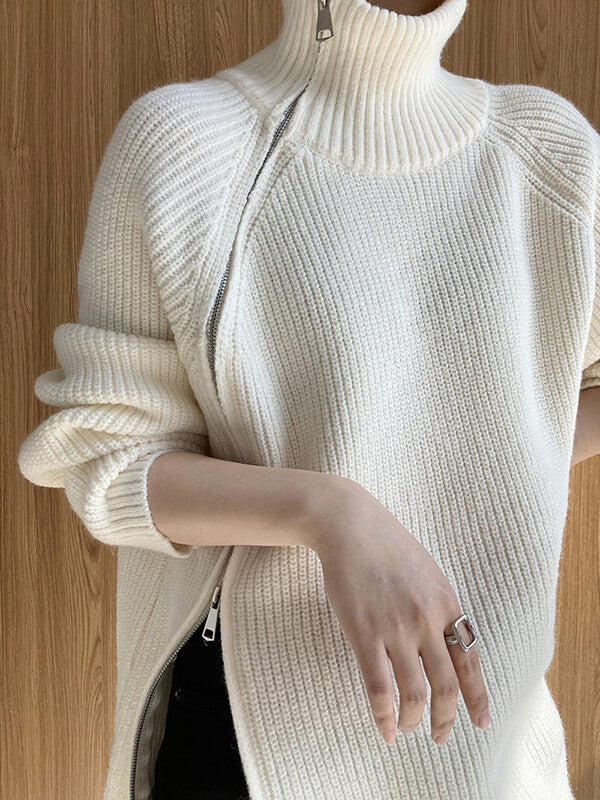 Onbely pull mode col montant fermeture éclair pour femme - onbely