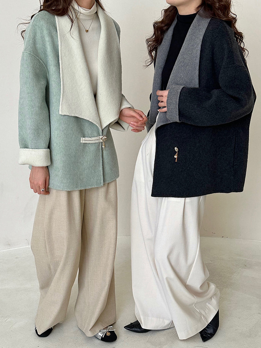 Onbely manteau en laine couleur bloc femme mode