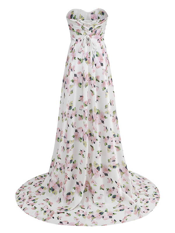Onbely robe maxi longue imprimé à fleurie bustier fendu le côté - onbely