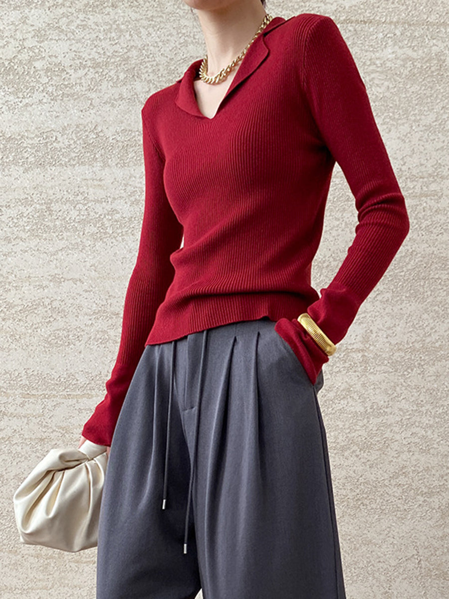 Onbely pull en maille moulante polo pour femme