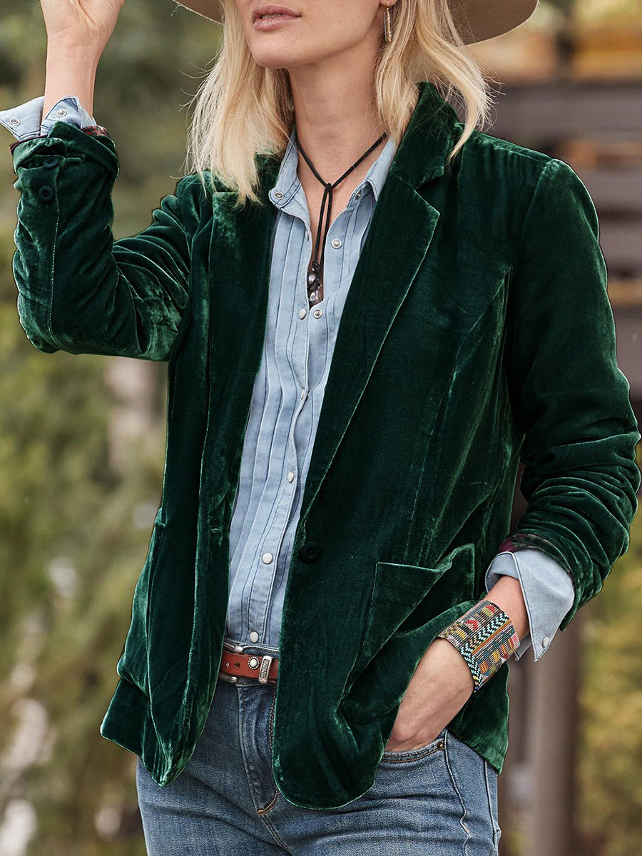 Onbely blazer velours avec poches pour femme