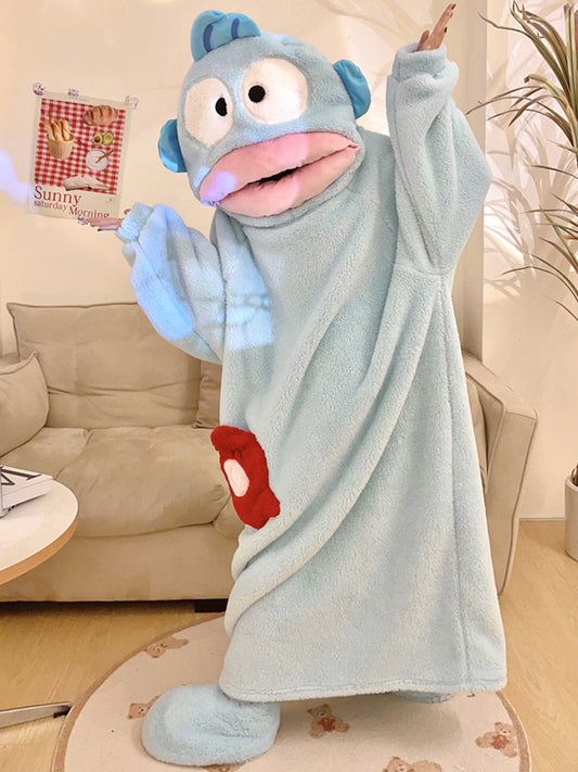 Onbely pyjama combinaison adulte animaux poisson bleu oversized