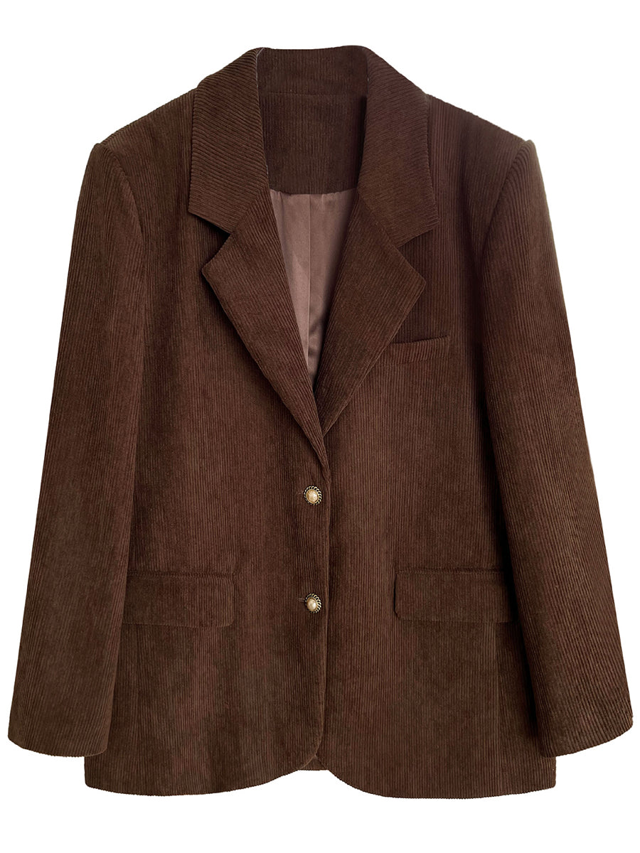 Onbely Blazer en velours côtelé femme style vintage avec poches et boutonnage