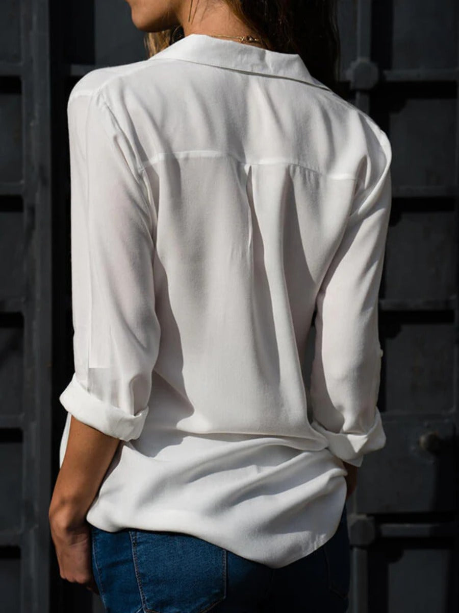 Onbely chemisier boutonnage manches longues décontracté femme blouse