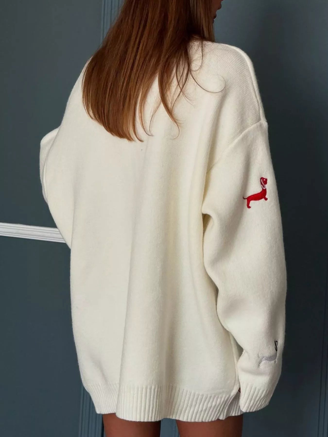 Pull de Noël brodé à boutons