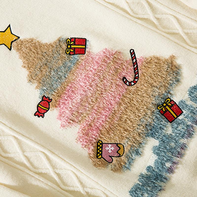 Pull de Noël tricoté à motif de sapin